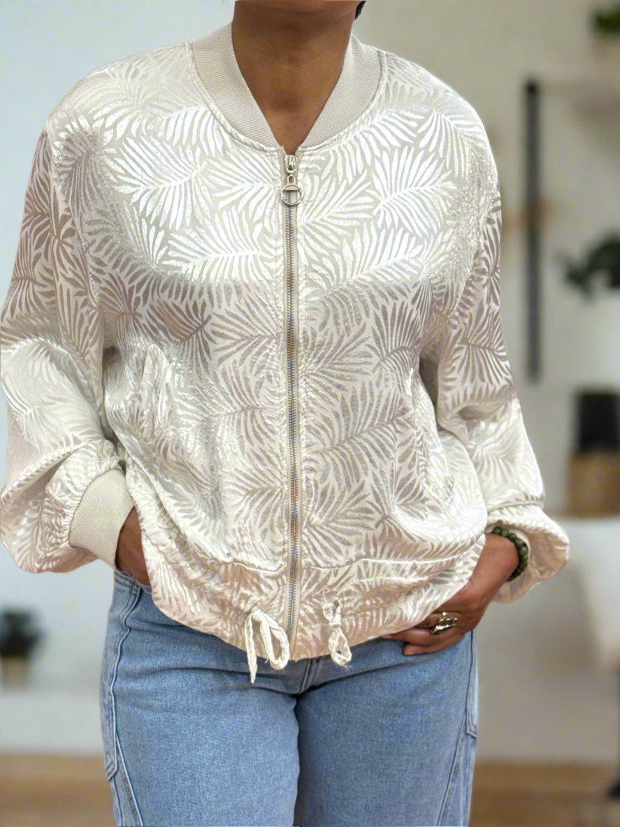 TAMARA-SILKY BOMBER JKT-SILVER BEIGE