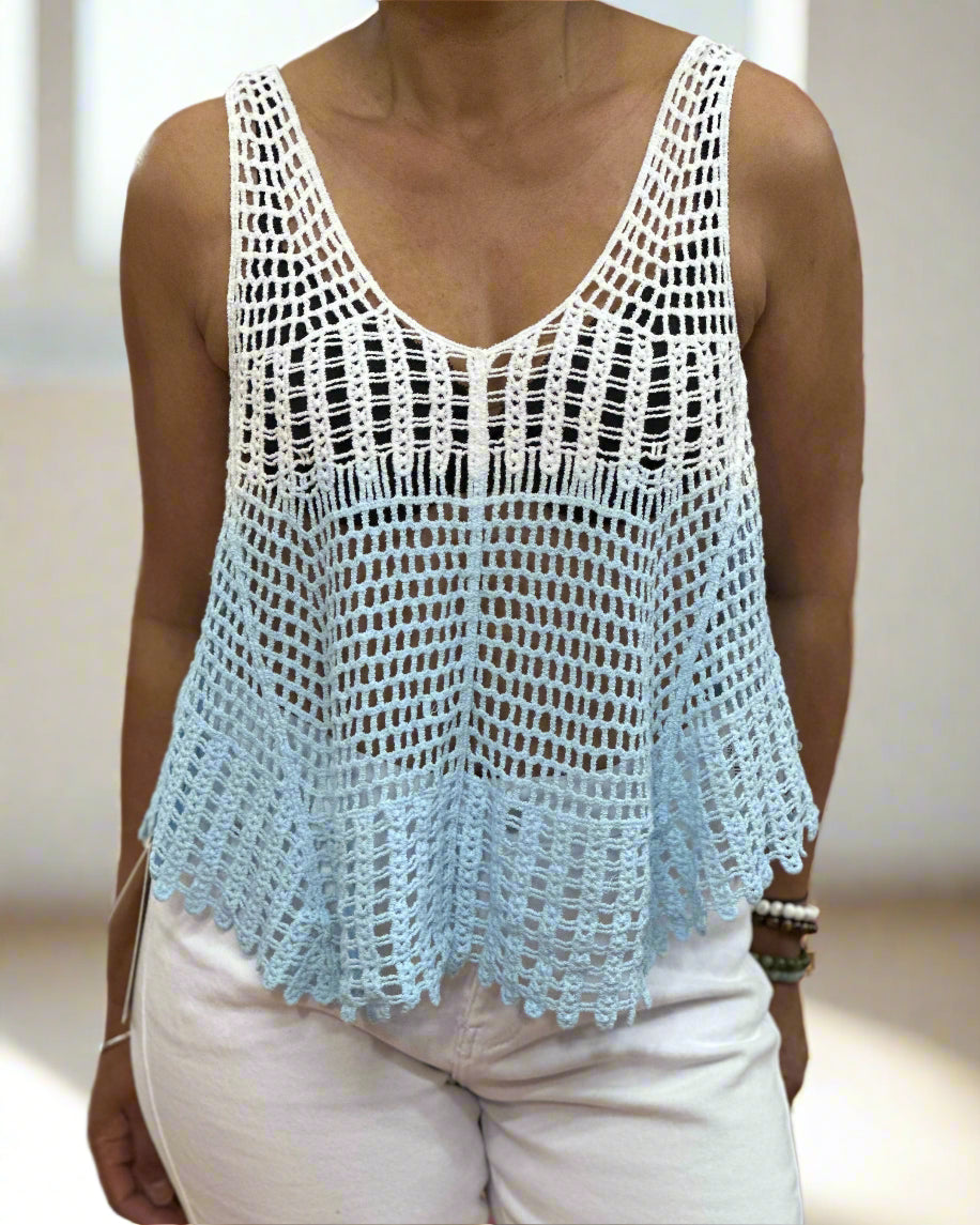 ROMA- DIP DYE CROCHET SWING VEST
