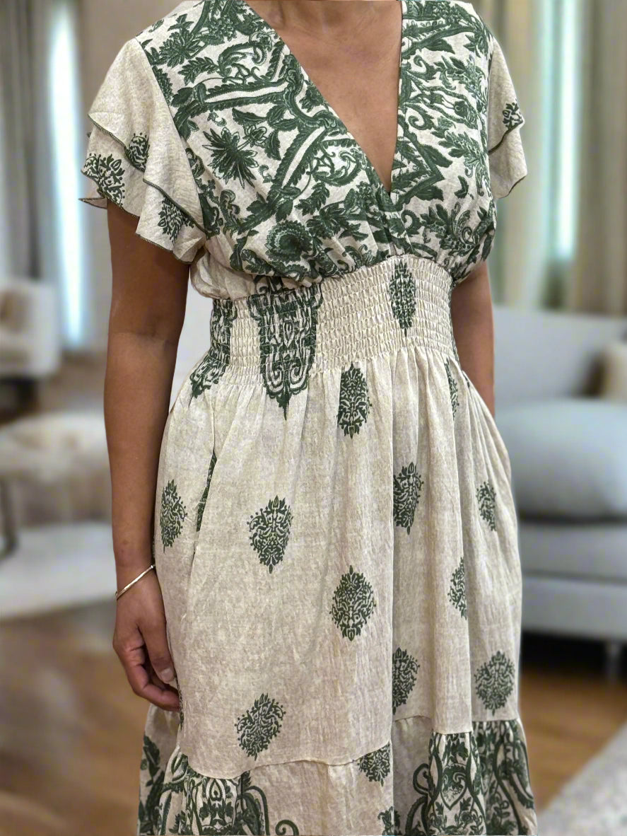 KARA - V NECK MIDI DRESS
