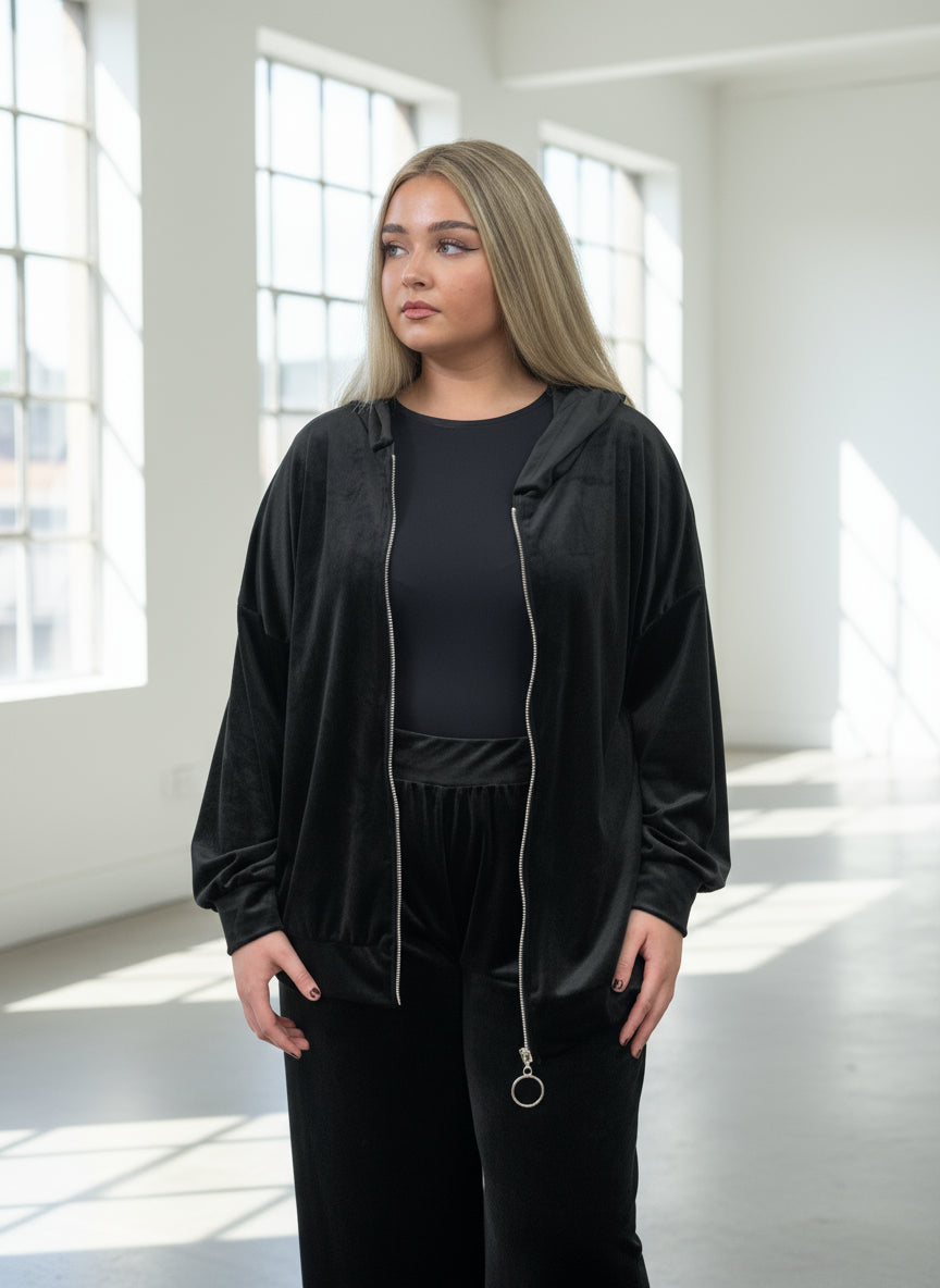 ERIN- ZIP UP HOODY VELOUR LOUNGE SET -š¤ BLACKFRIDAYWKEND-20%OFF