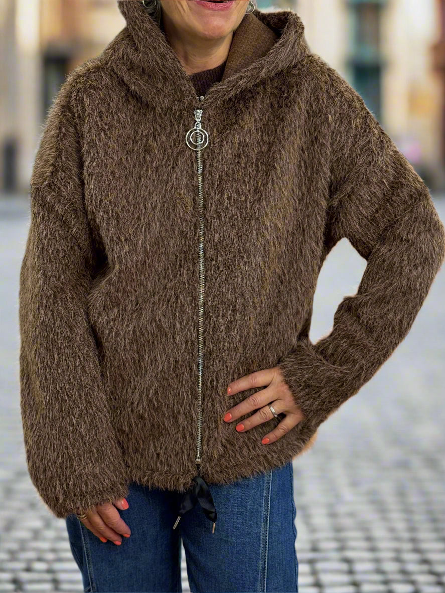 KIMBERLEY- FAUX FUR LOOK HOODY JACKET