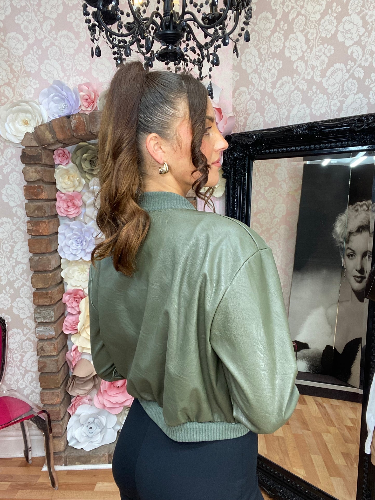 PU BOMBER -RIBBED-KHAKI- #ENDOFLINE -