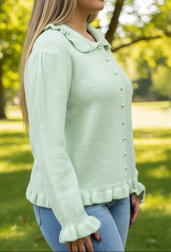 EMMIE- FRILL DETAIL JACKET CARDI - #MD10