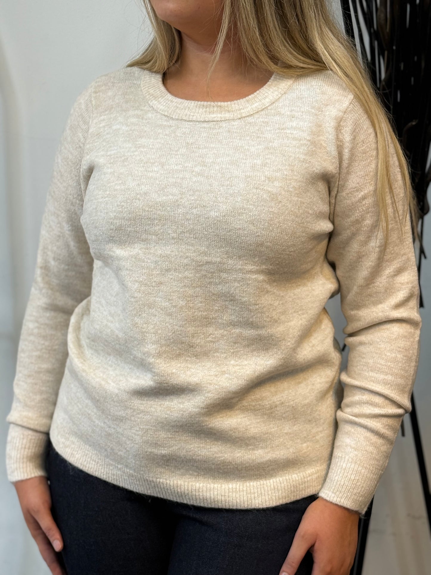 FRANSA- ELLIS R/NK JUMPER -BEIGE