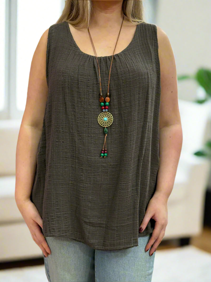 ROSANNA- SLV/LESS LINEN COTTON TOP-MWBASIC