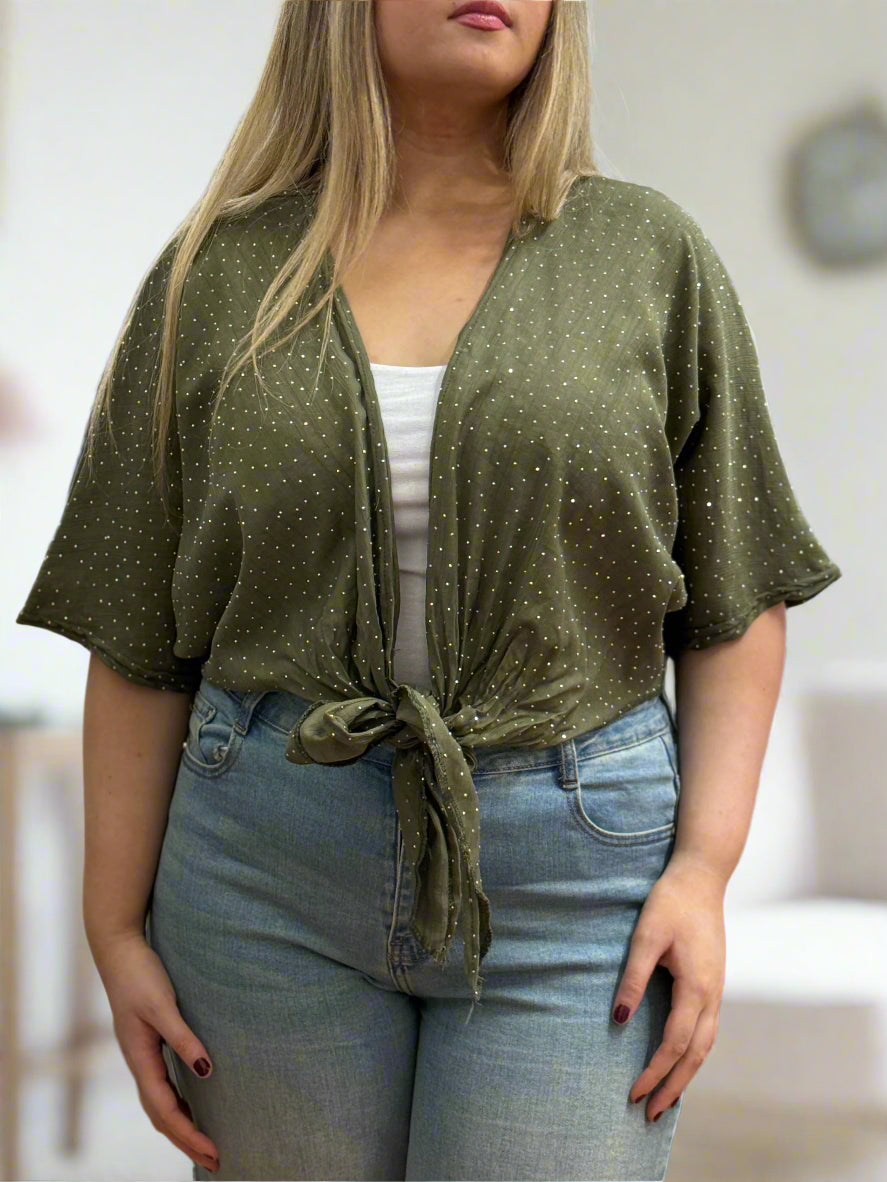 CLARA -SPARKLE TOP FRONT SHRUG