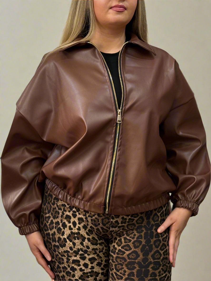 IZZY- PU BOMBER JACKET