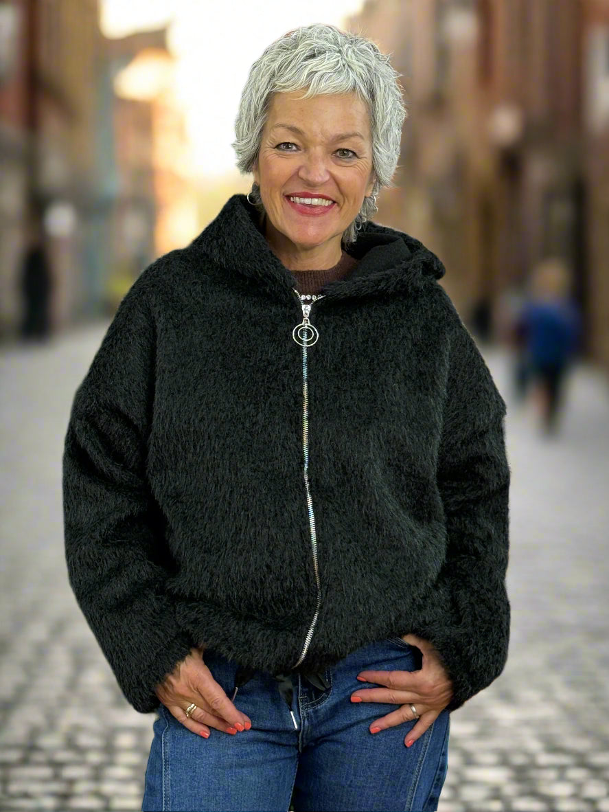 KIMBERLEY- FAUX FUR LOOK HOODY JACKET