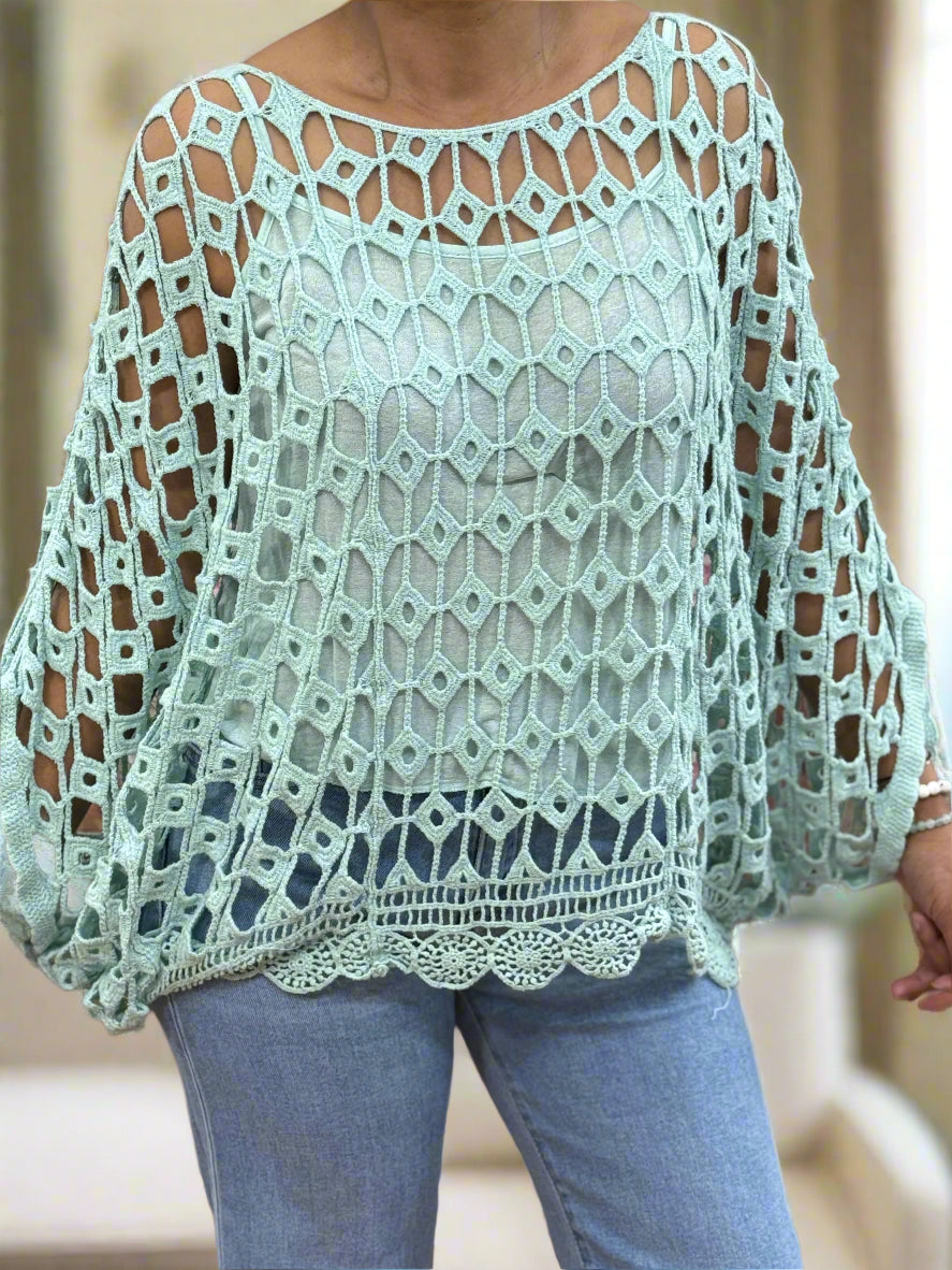 IONA-BW CROCHET TOP