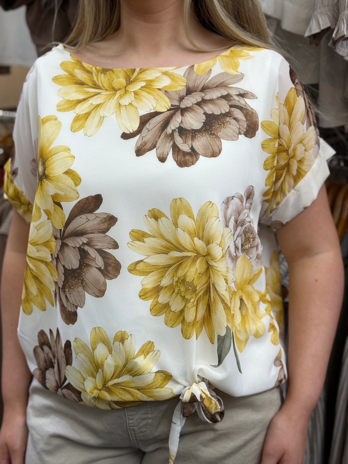 MILA- CHIFFON FLORAL SIDE TIE TOP