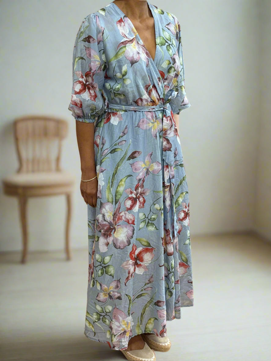 LOLA FLORAL WRAP-OVER DRESS
