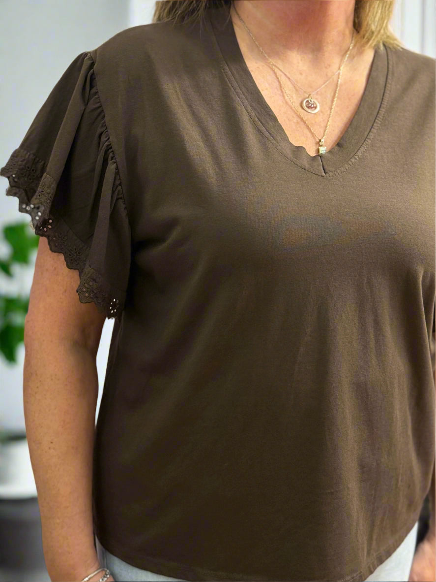 REEMA-V NK FRILL SLEEVE TEE