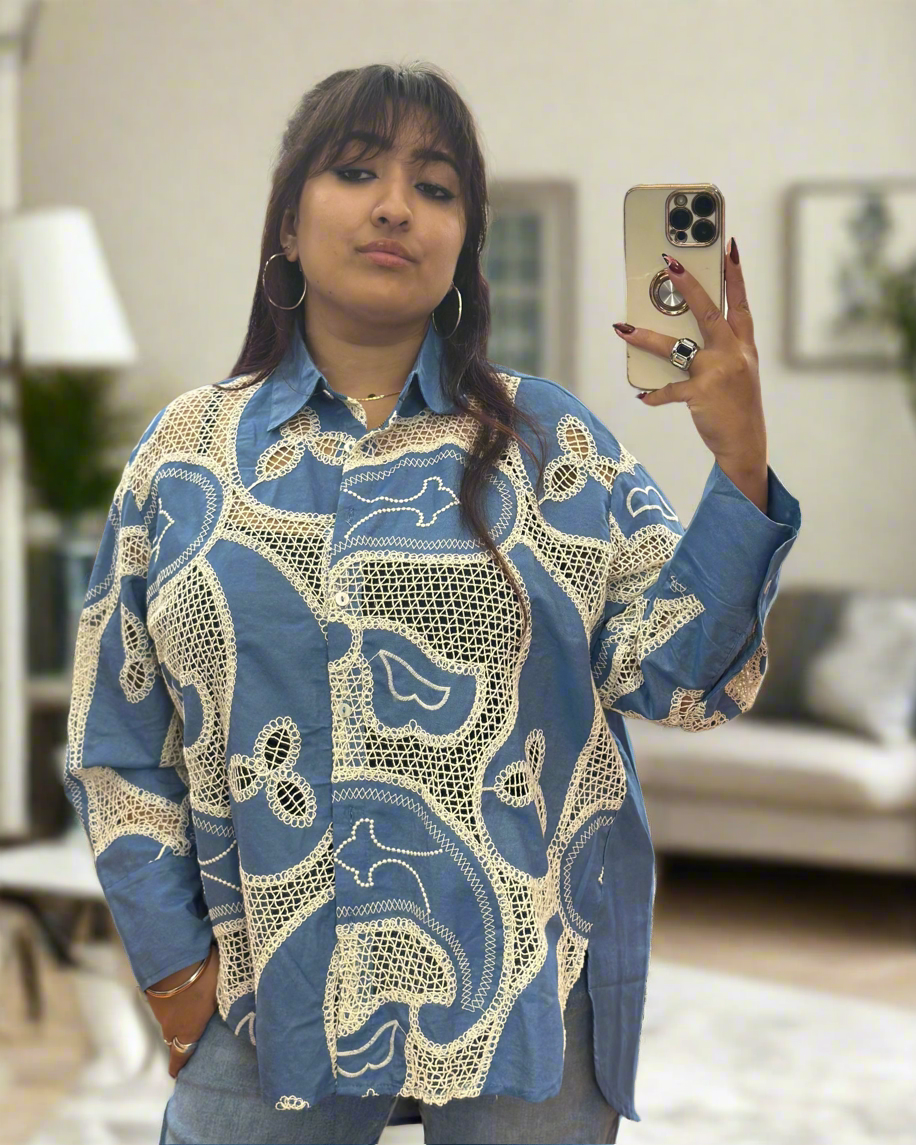 SIERRA-EMB CROCHET FRONT SHIRT
