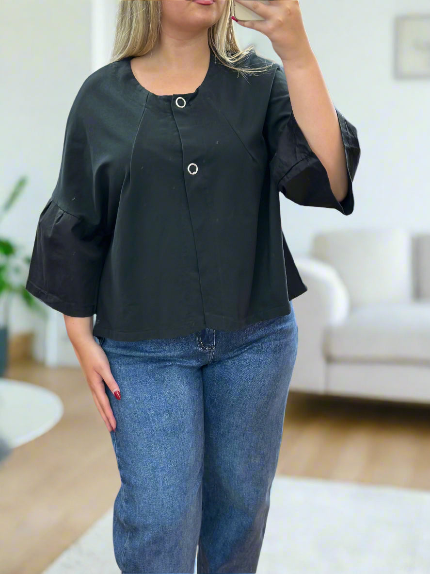 TACY-BUTTONS CROP JERSEY JKT