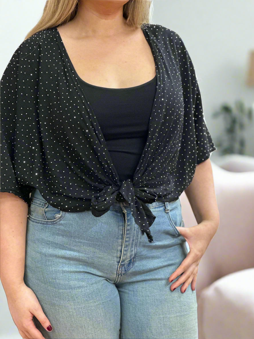 CLARA -SPARKLE TOP FRONT SHRUG