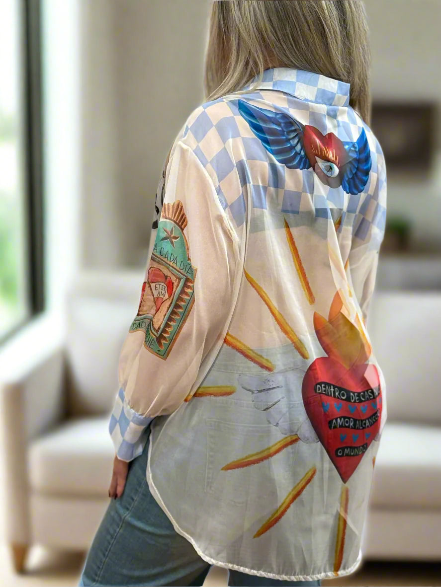ALYSSA- LOVE LIFE SHEER BLOUSE/SHIRT