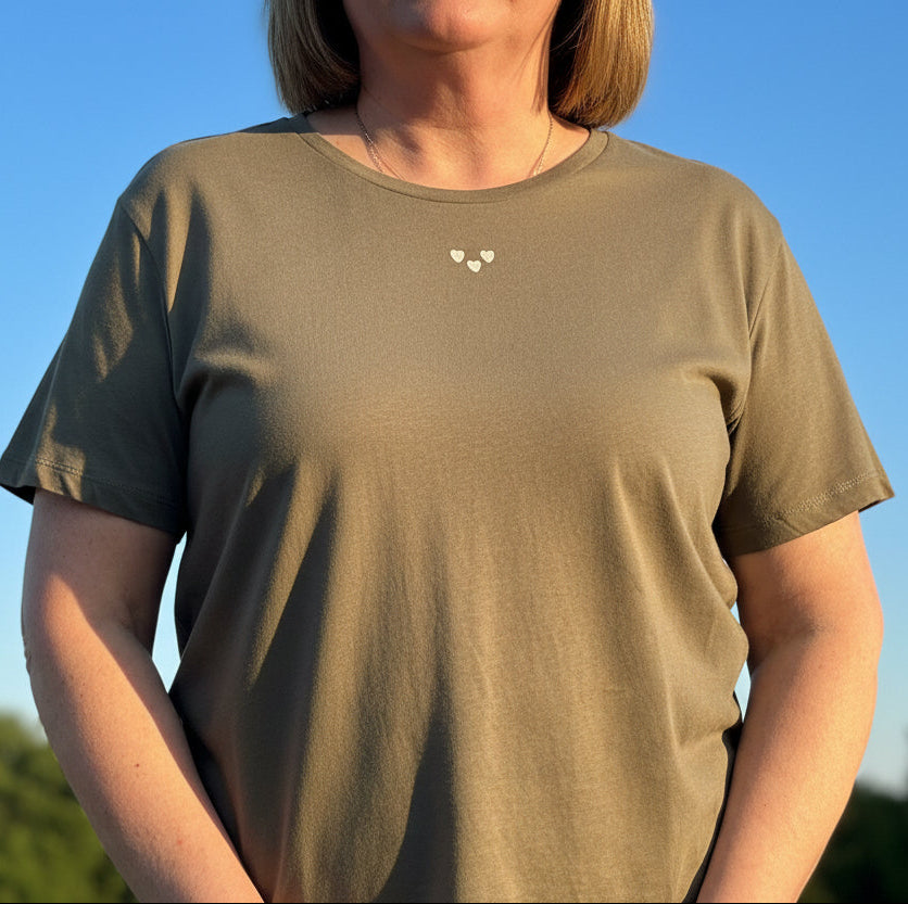 FRANSA-TALA 3 HEART TEE-OLIVE