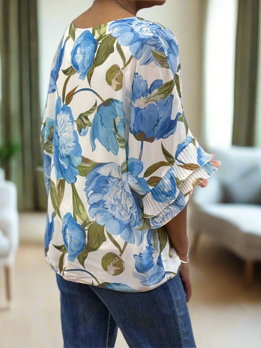 DAKOTA- FRILL SLEEVE PRINT TOP