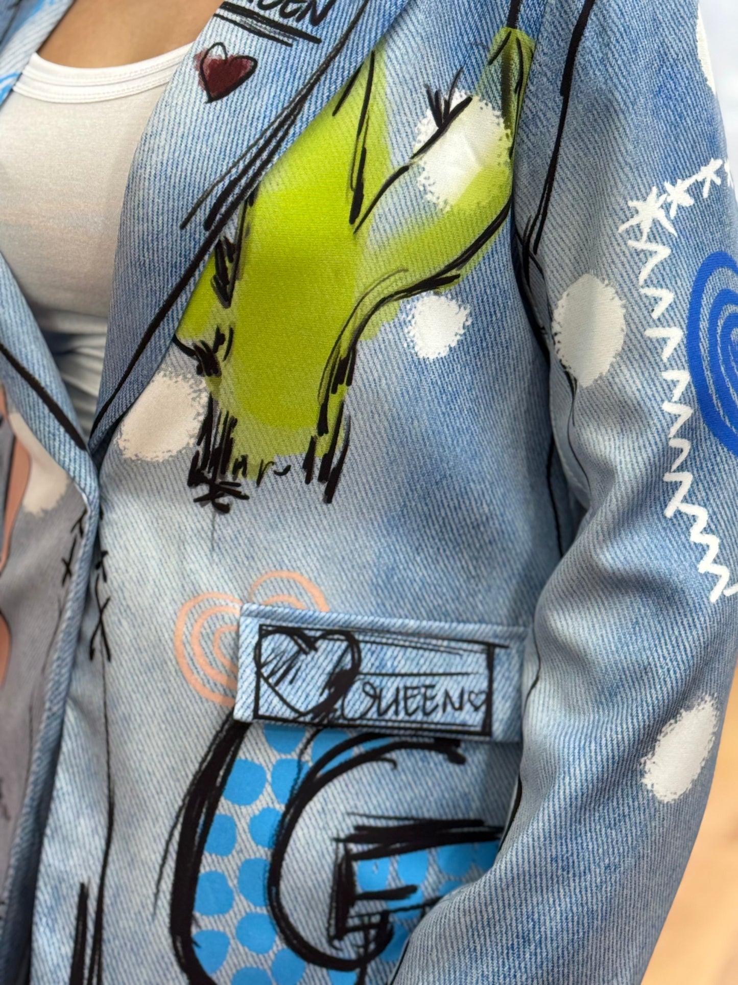 FIFI- DENIM LOOK GRAFFITI BLAZER