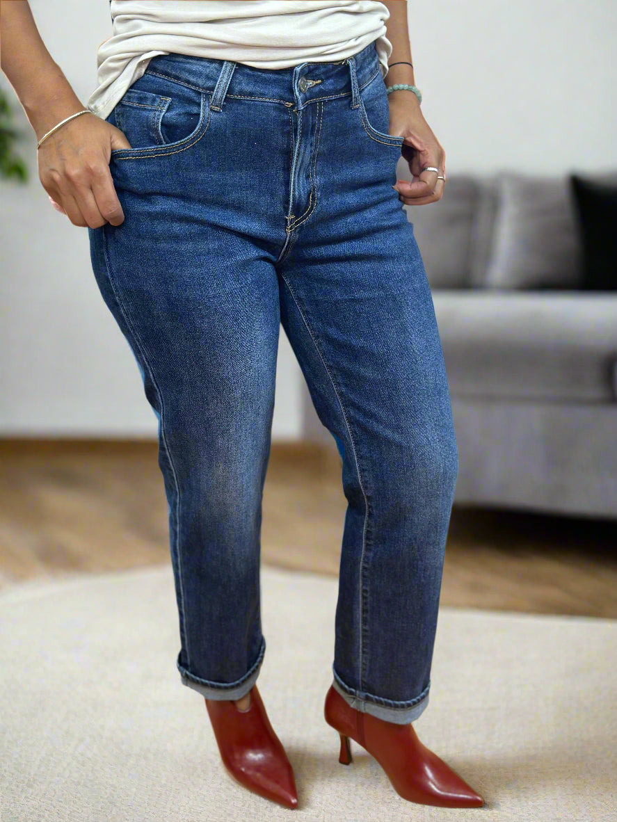 ABBIE -RB STRAIGHT/L D/DENIM
