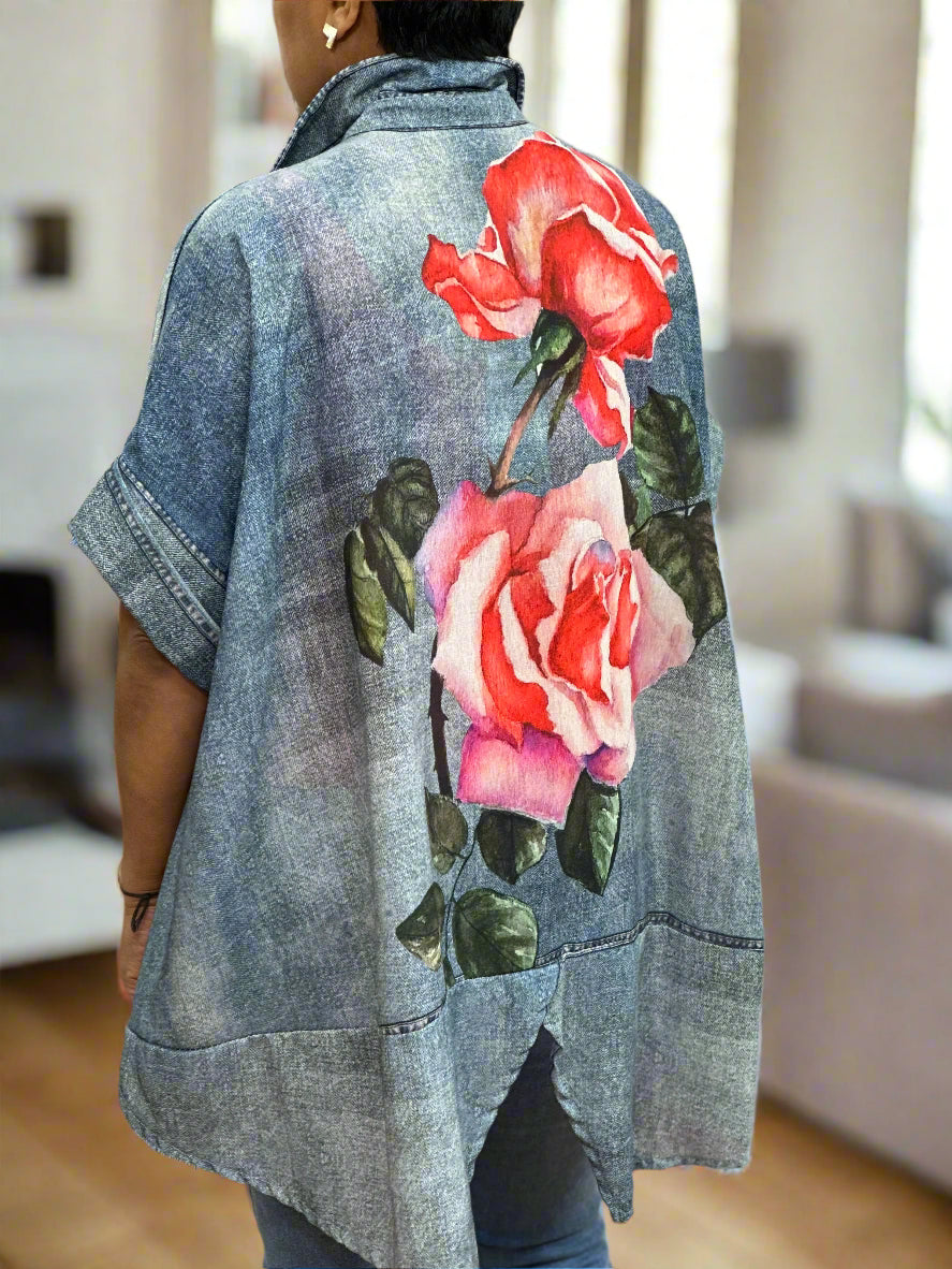 DENIM EFFECT PRINT SHIRT