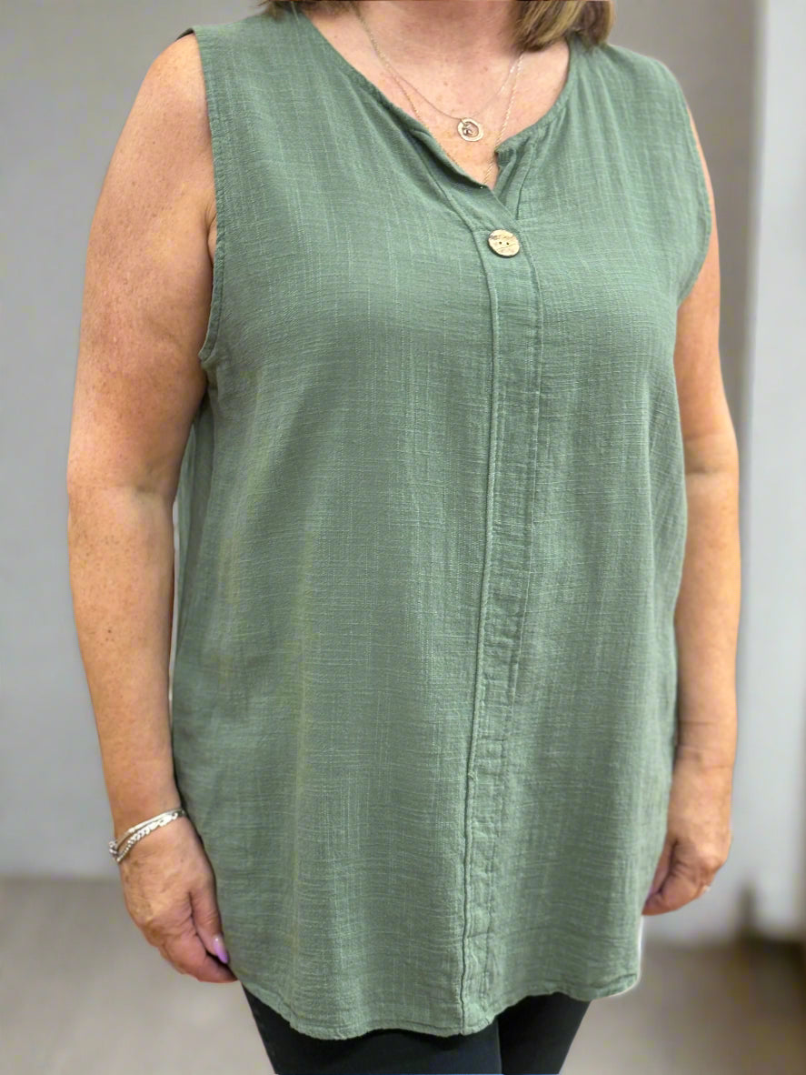 VENESSA-ONE BUTTON S/L COTTON TOP