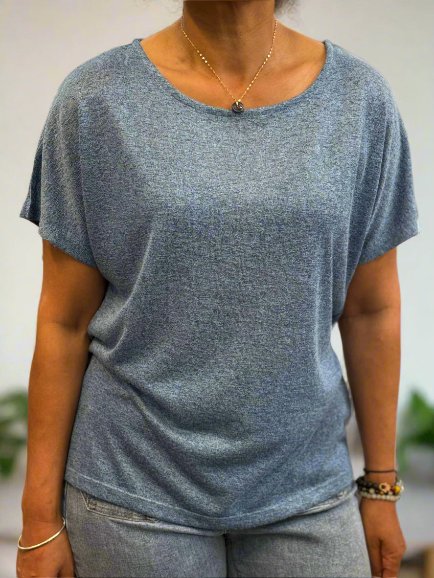 BYOUNG -SAKI SLUB TEE TOP- BLUE