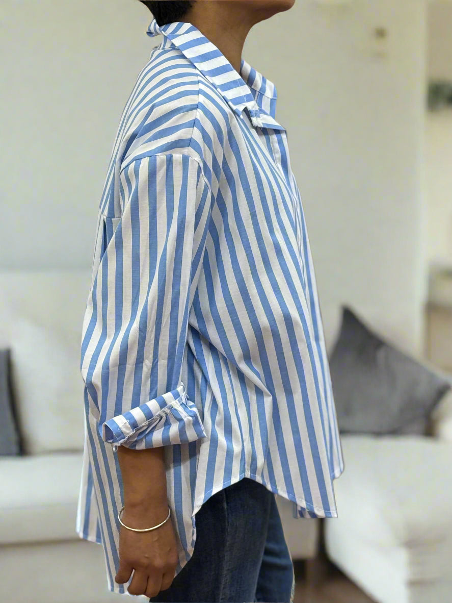 SKYE- STRIPE SHIRT -BLUE/WHITE