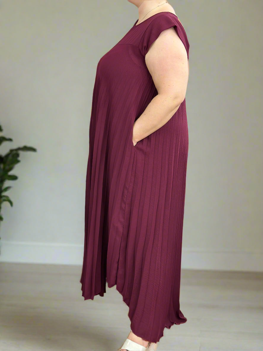 CHESCA PLEATS- HALLE LONGLINE DRESS-