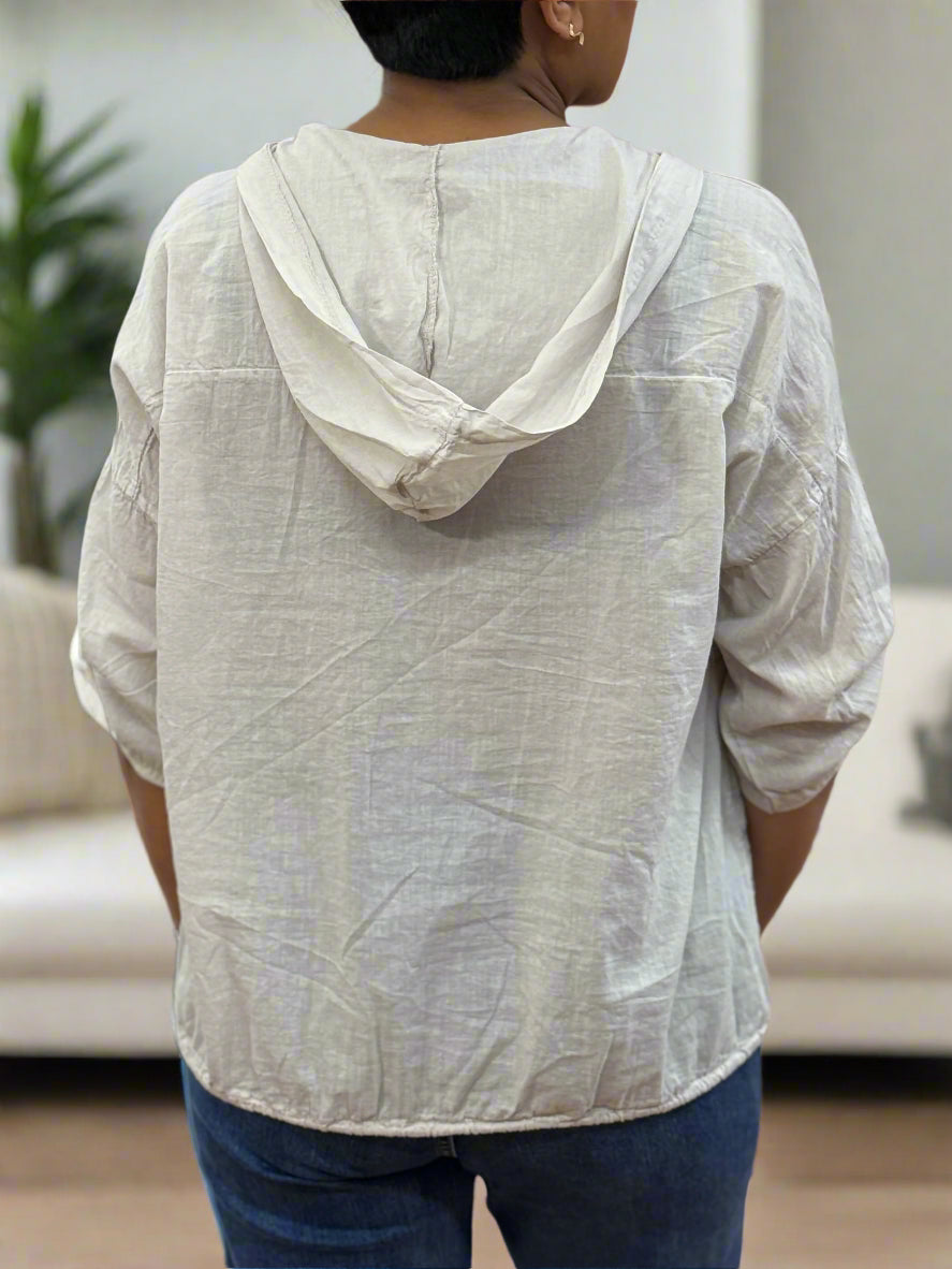 ZANDRA- DRAWSTING HOODIE TOP