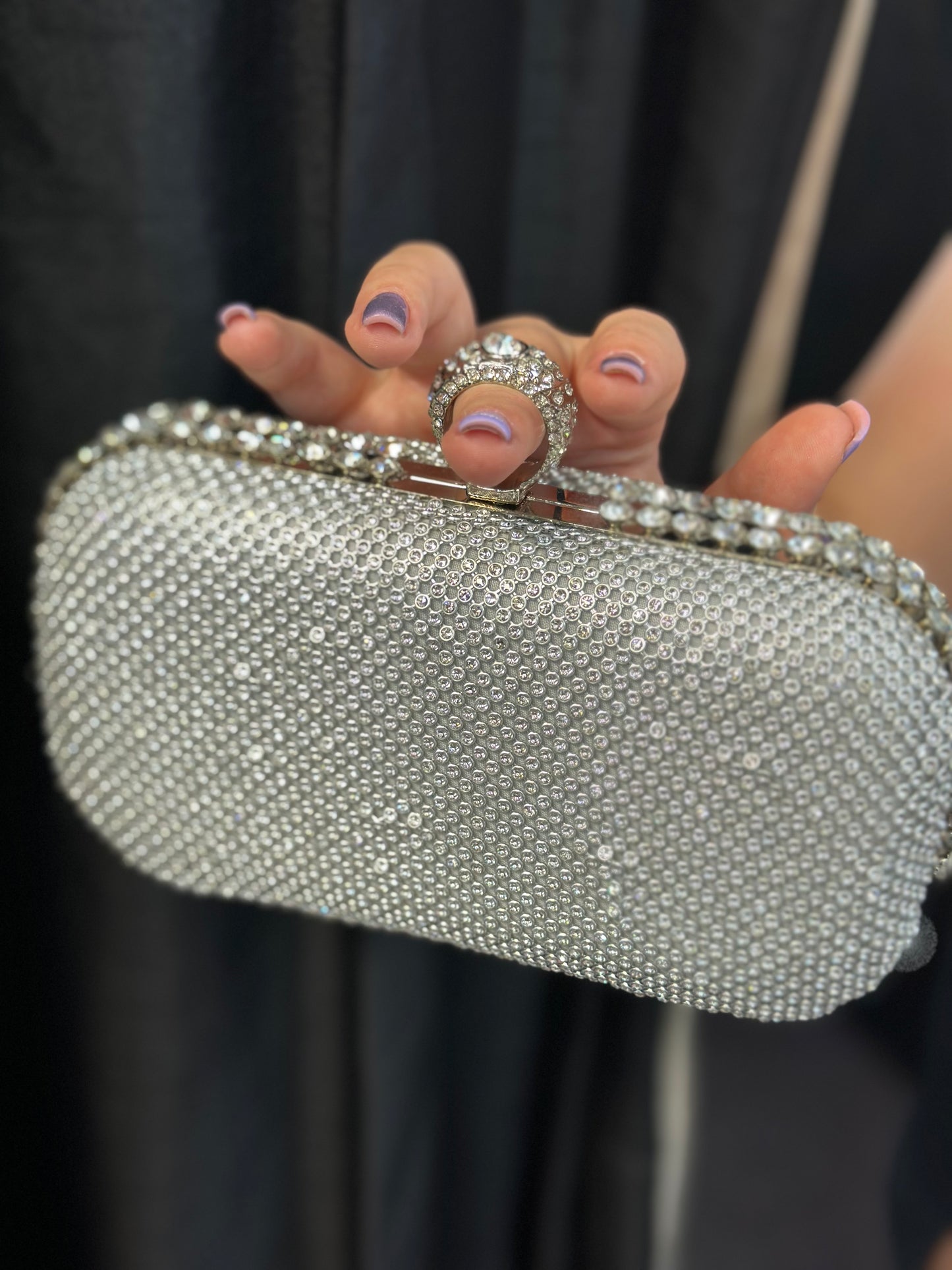DOUBLE DIAMANTE CLUTCH-ALL COLOURS