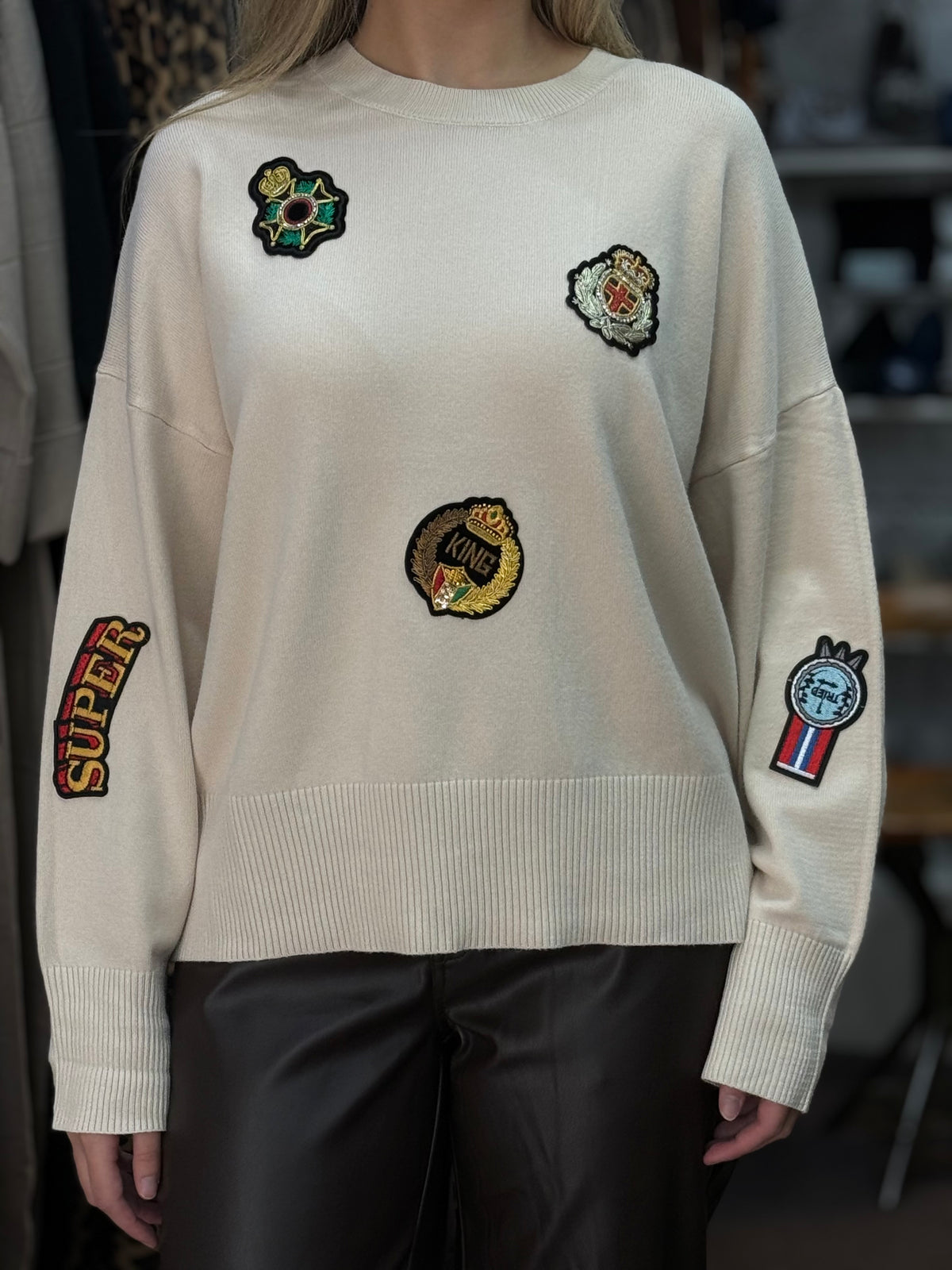 REUBEN-PATCHWORK FINE KNIT JUMPER