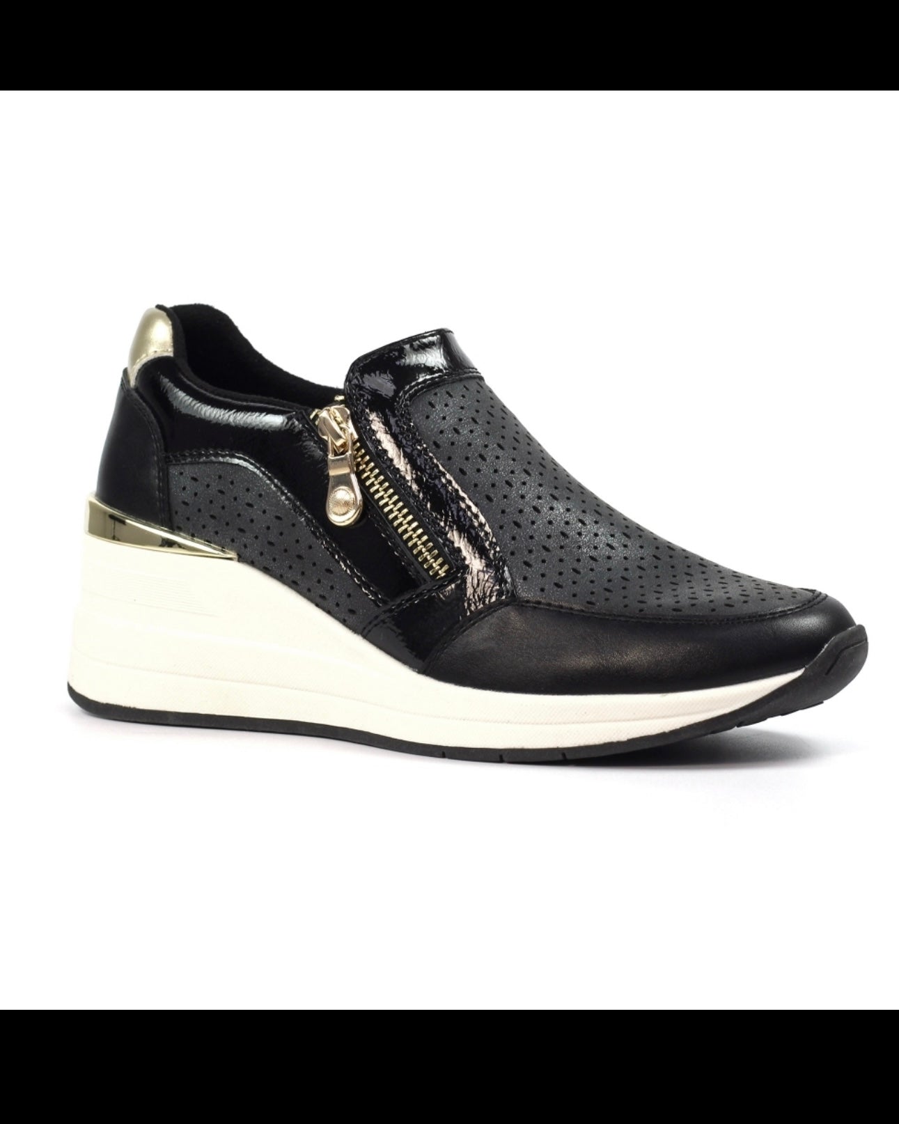 LUNAR- BARCELONA BLACK WEDGE TRAINER