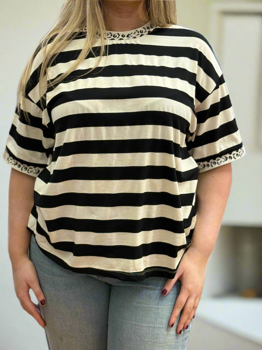 BAILEY -STRIPE TEE ANIMAL TRIM