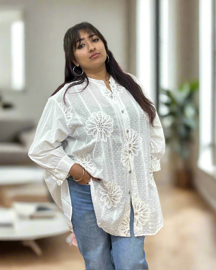 LIANA-SEQUIN EMB DETAIL SHIRT