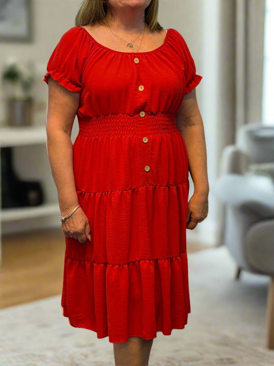 ST IVES- FALLOW RUCHED BARDOT MIDI