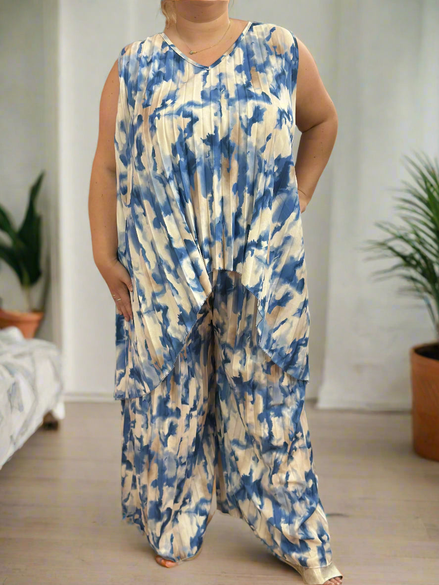 CHESCA PLEATS -ADA PRINT CO-ORD SET- CURVE