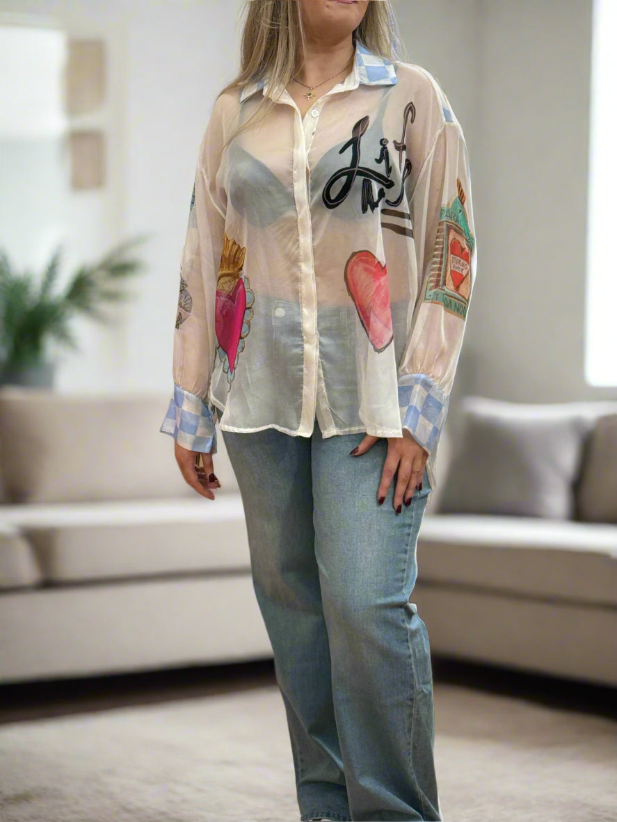 ALYSSA- LOVE LIFE SHEER BLOUSE/SHIRT