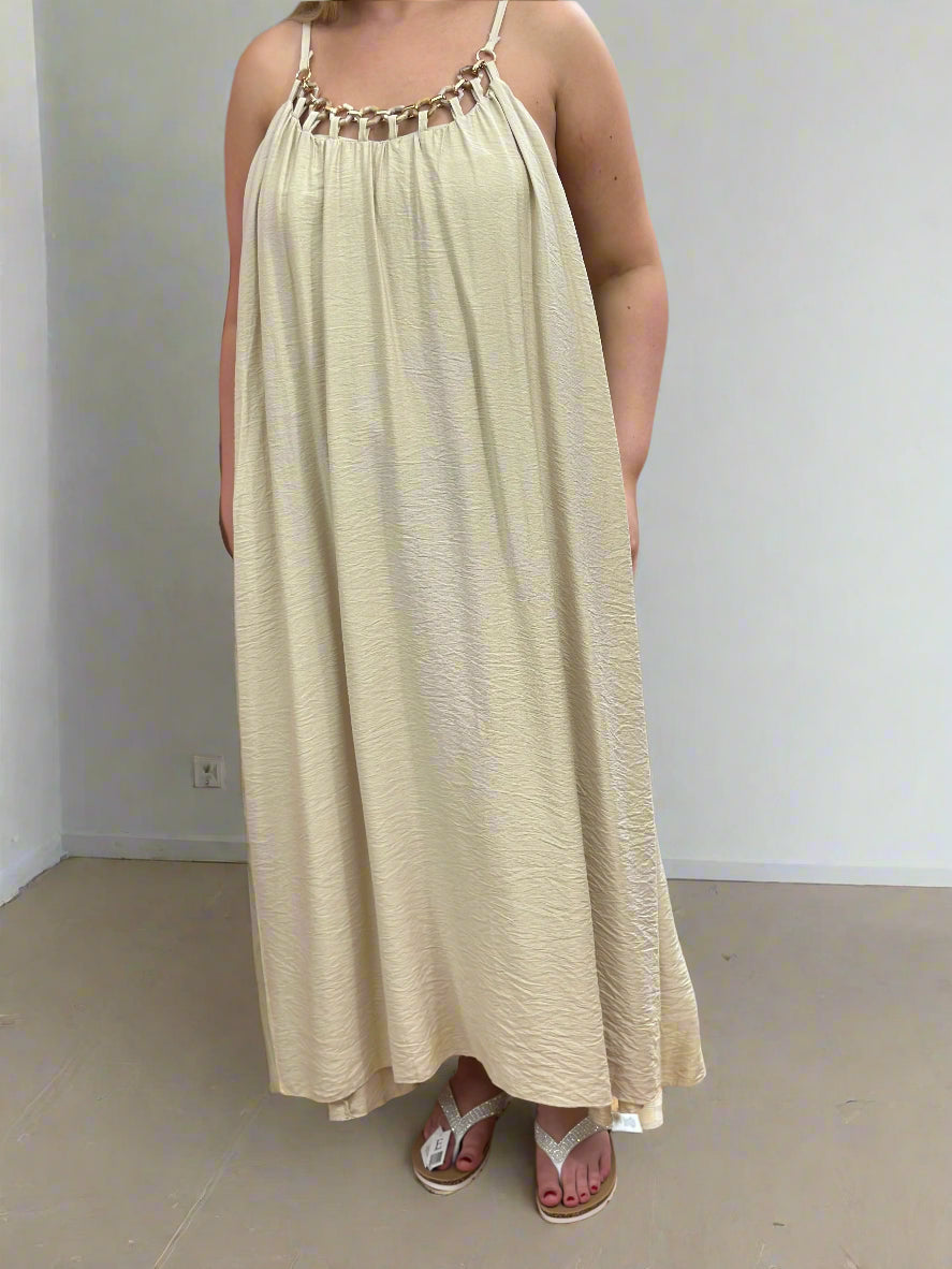 ADELE- CHAIN NECK STRAPPY O/S DRESS