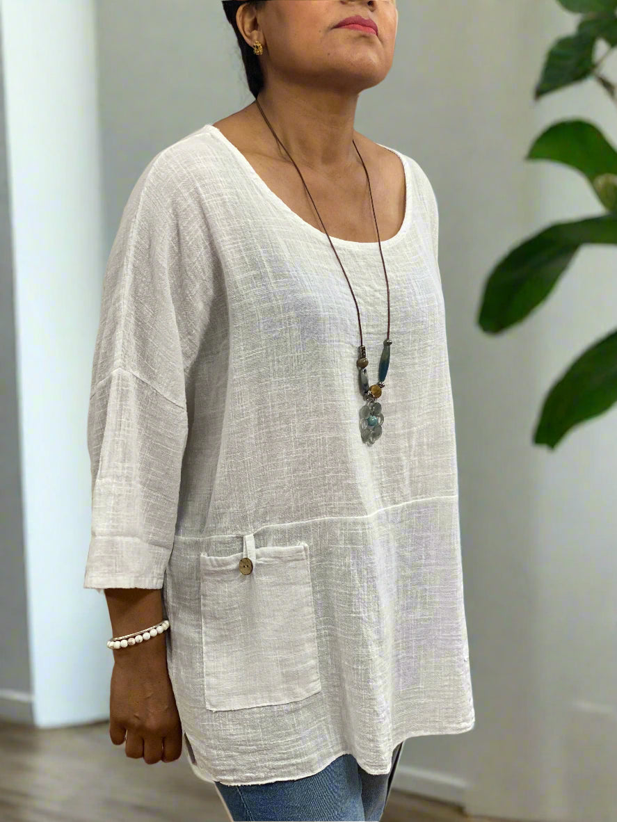 MAE-O/S COTTON POCKET TOP-