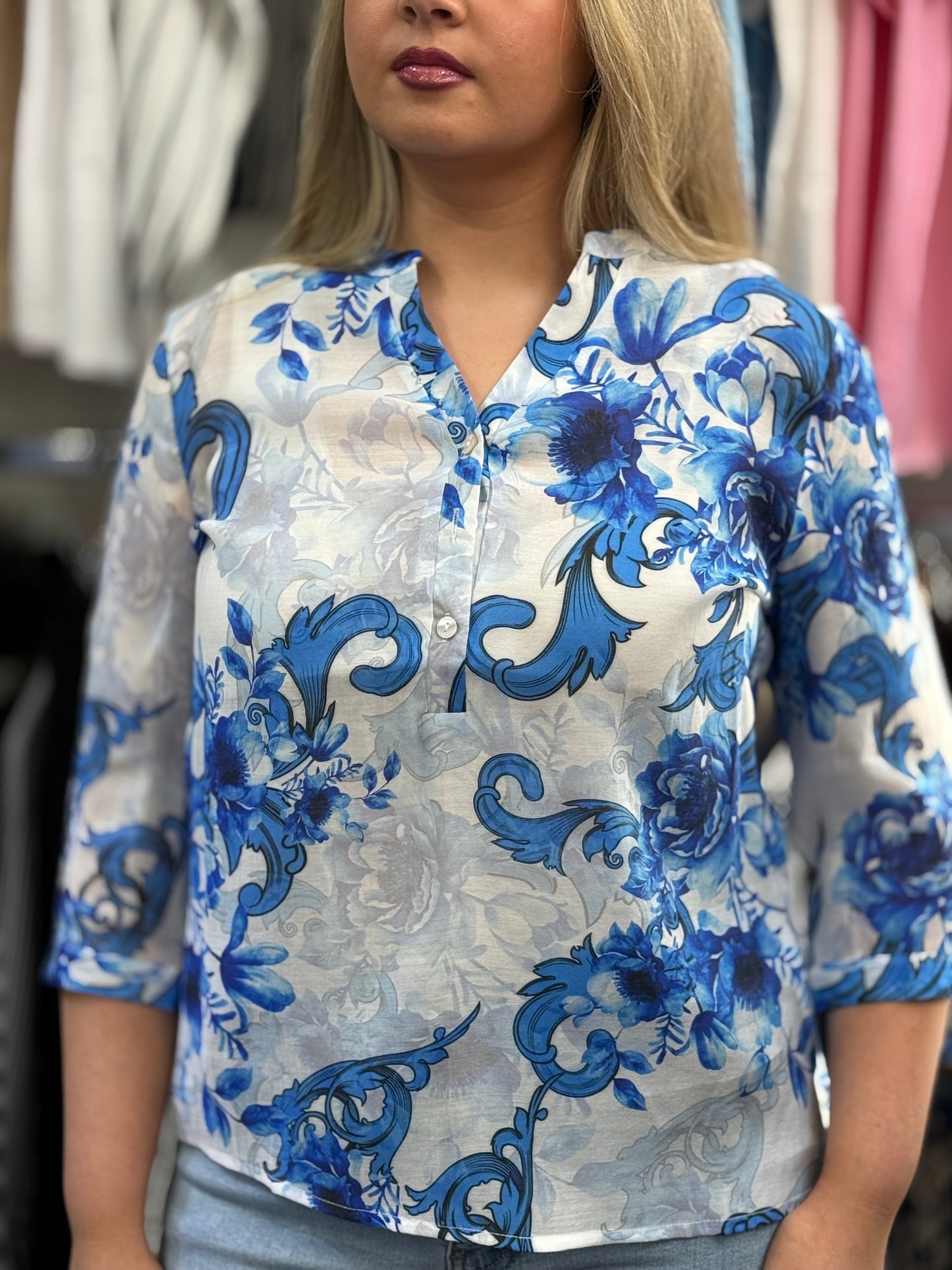 MISSY-FLORAL TUNIC GDAD COLLAR