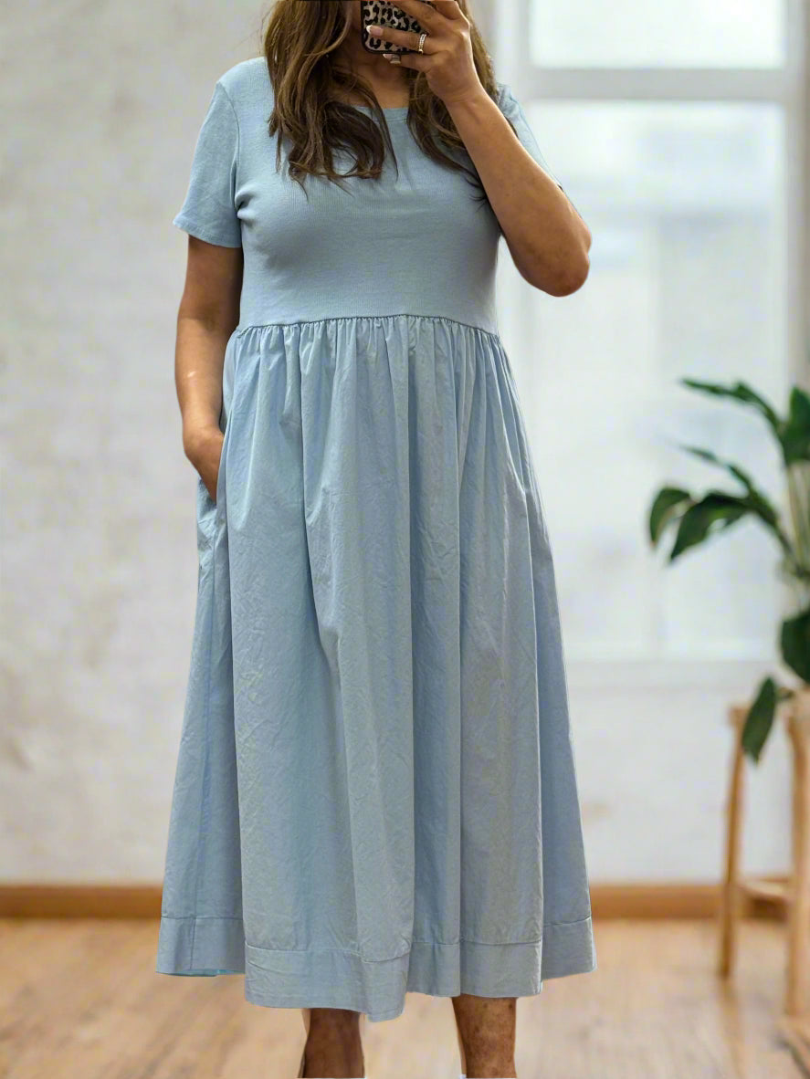 JADA- COTTON RIBBED JERSEY- MIDAXI DRESS