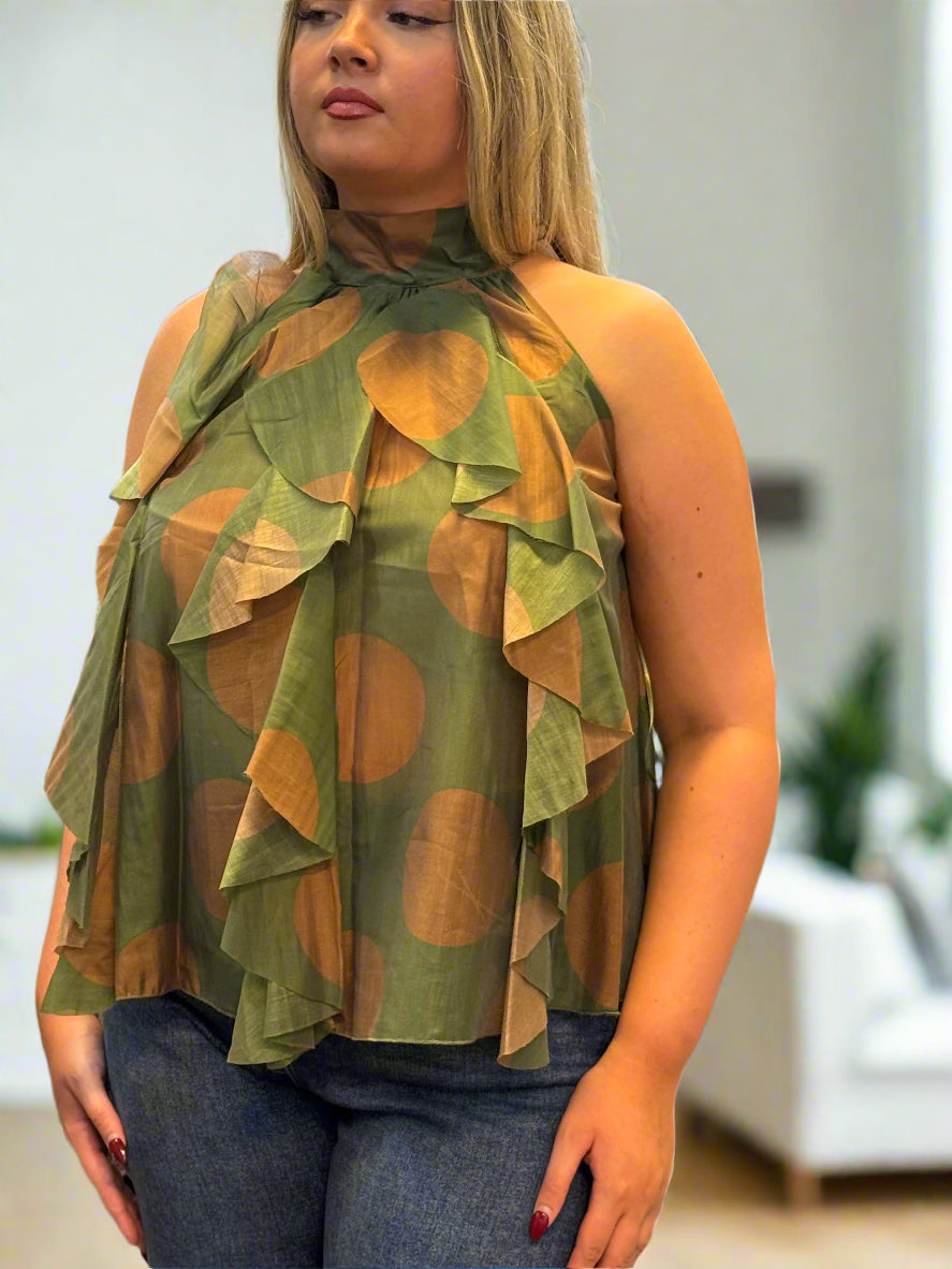 ROSA- PRINTED FRILL FRONT A TOP
