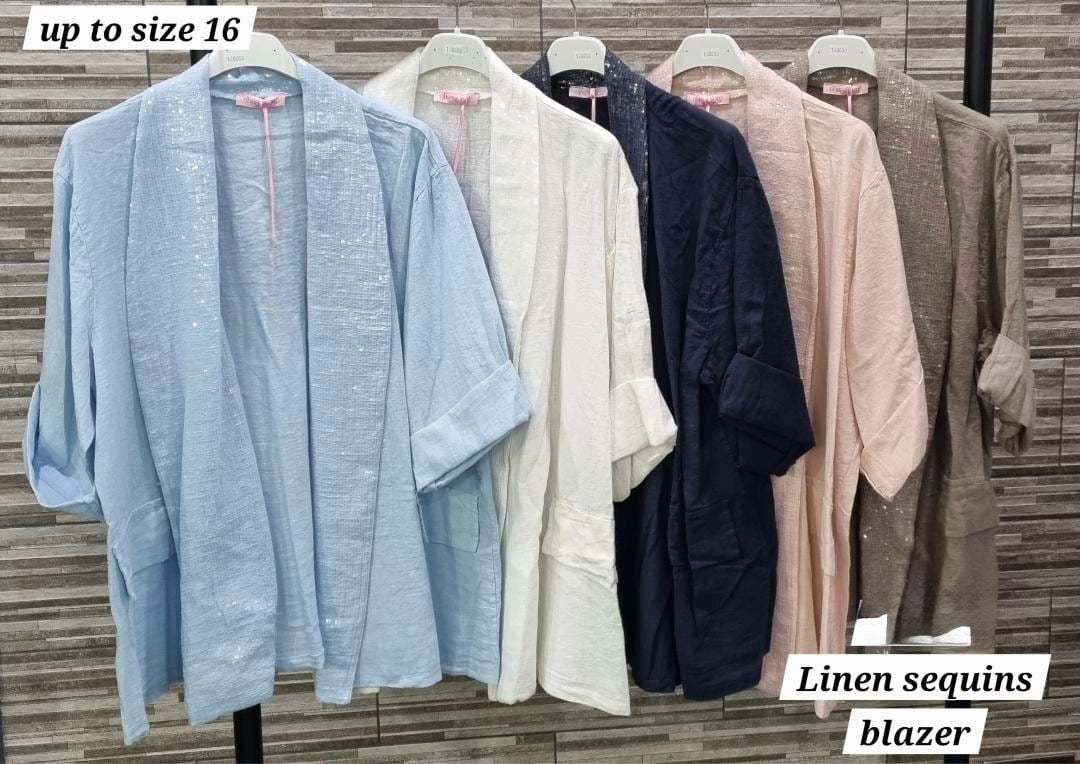 LILY- LINEN SEQUIN LAPEL JKT