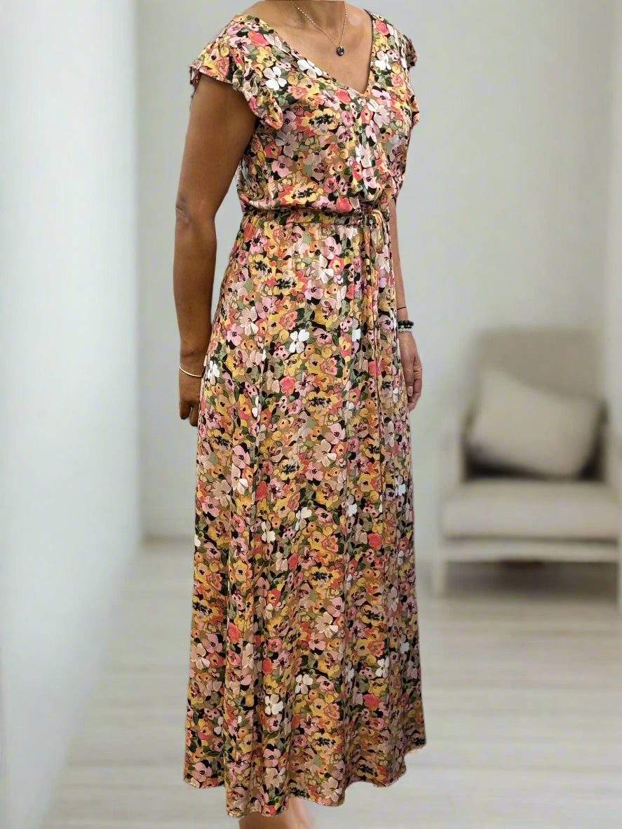 BYOUNG-JOELLA CORAL BLUSH FLOWER DRESS-#LAST 1 LEFT