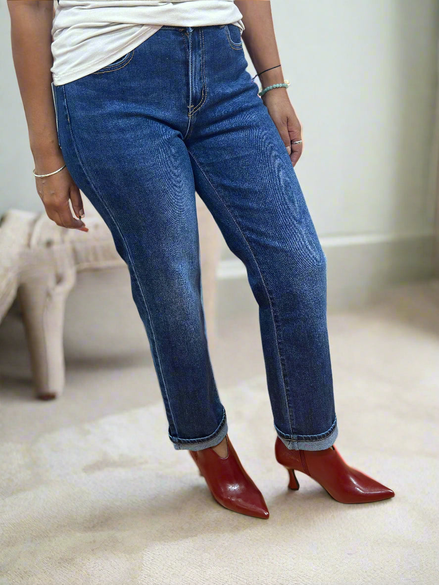 ABBIE -RB STRAIGHT/L D/DENIM
