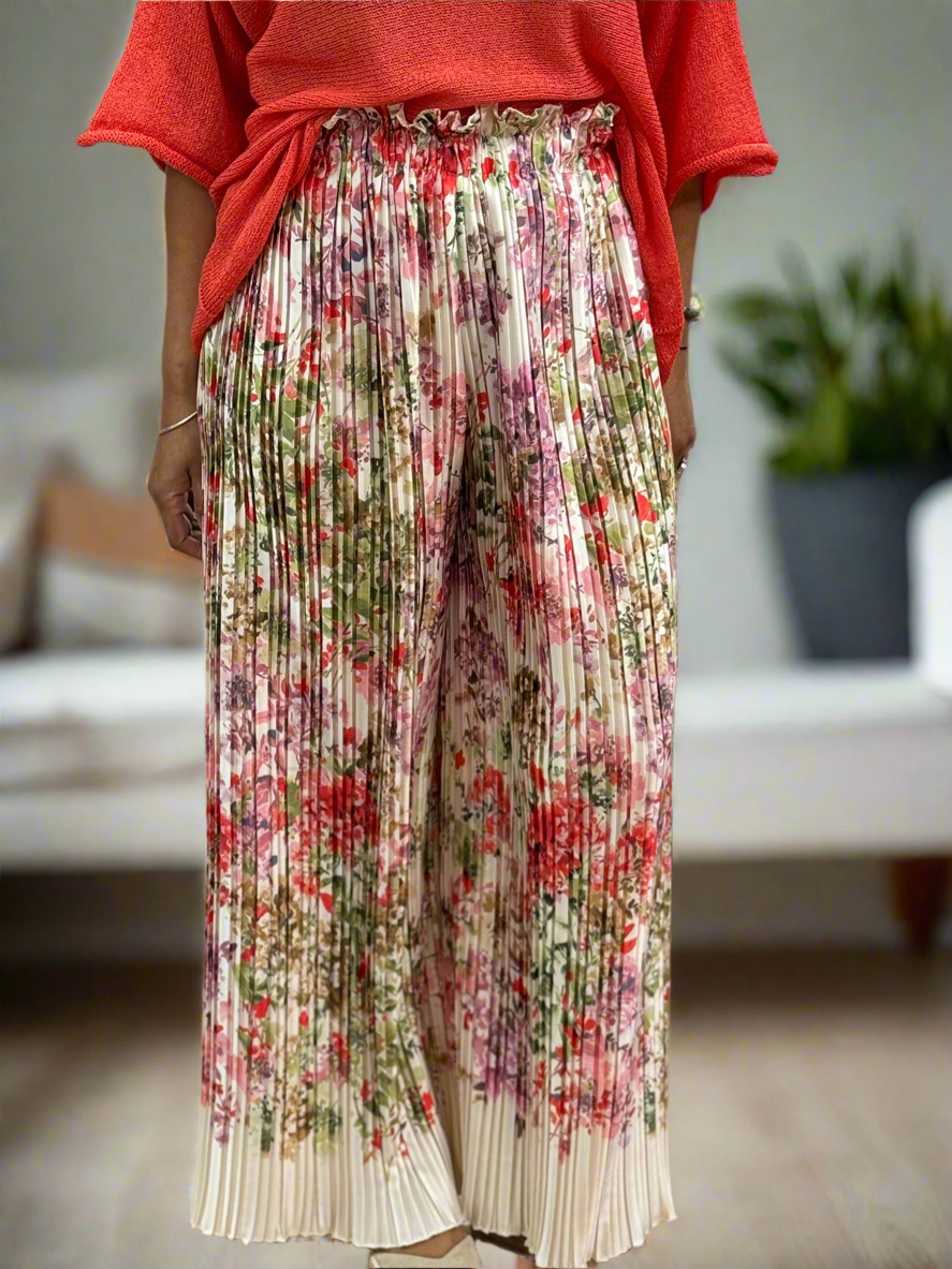 JADEN-PRINTED PLEATED SATIN TROUSERS
