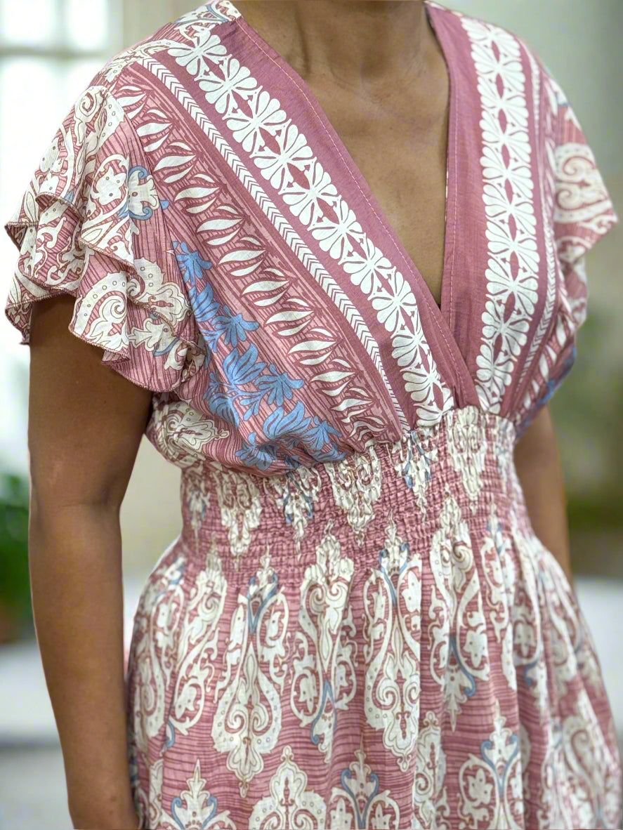 KARA - V NECK MIDI DRESS