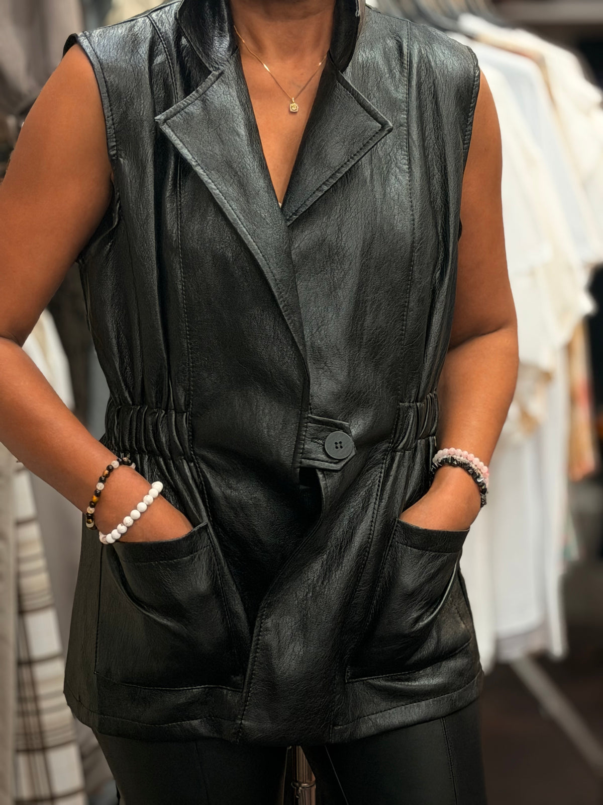 SAYLOR- PU POCKET FRONT WAIST COAT