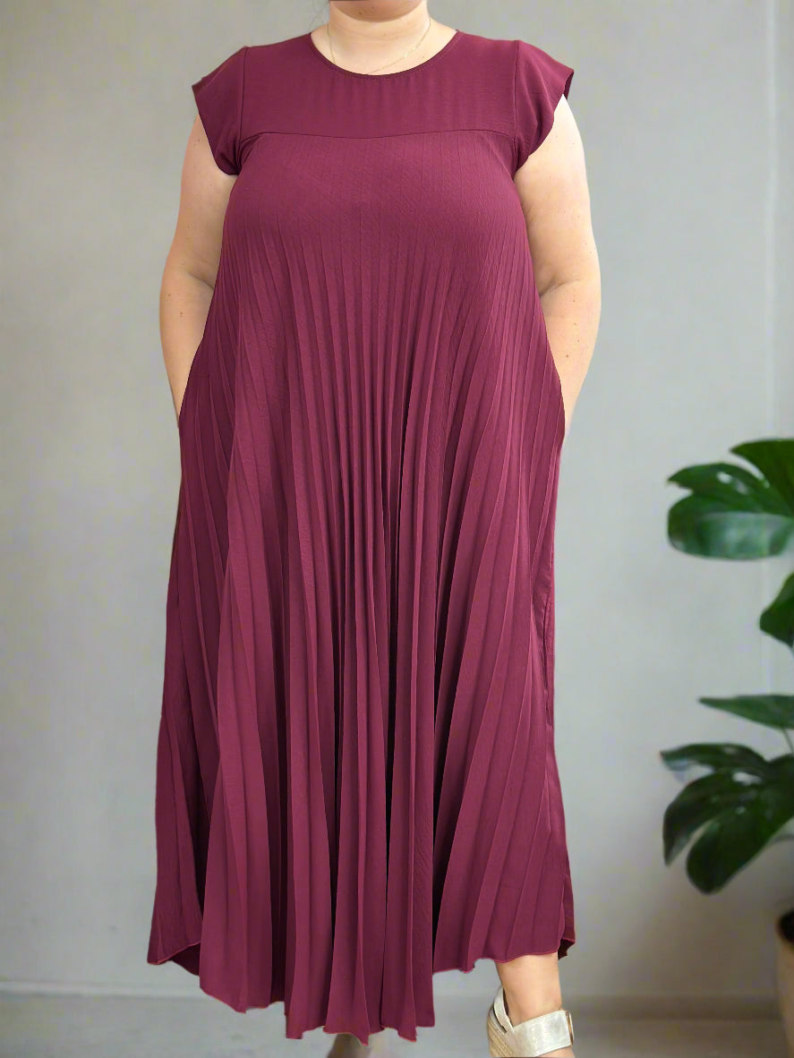 CHESCA PLEATS- HALLE LONGLINE DRESS-